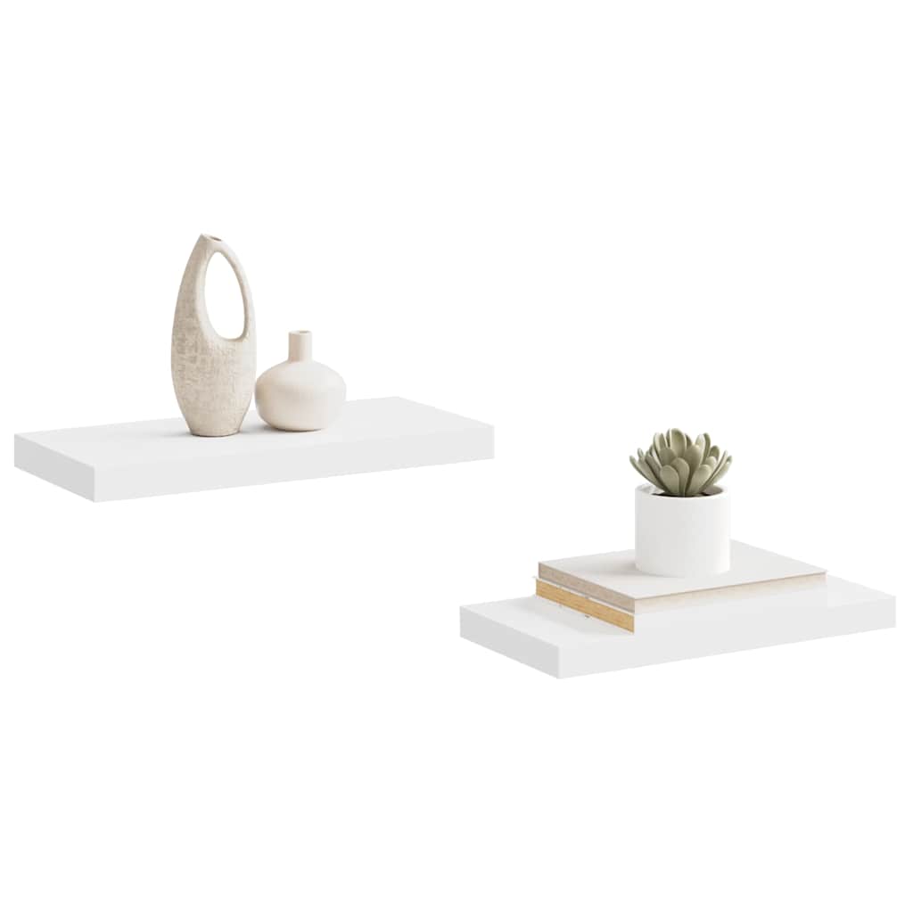 Floating Wall Shelves 2 pcs White 50x23.5x3.8 cm MDF