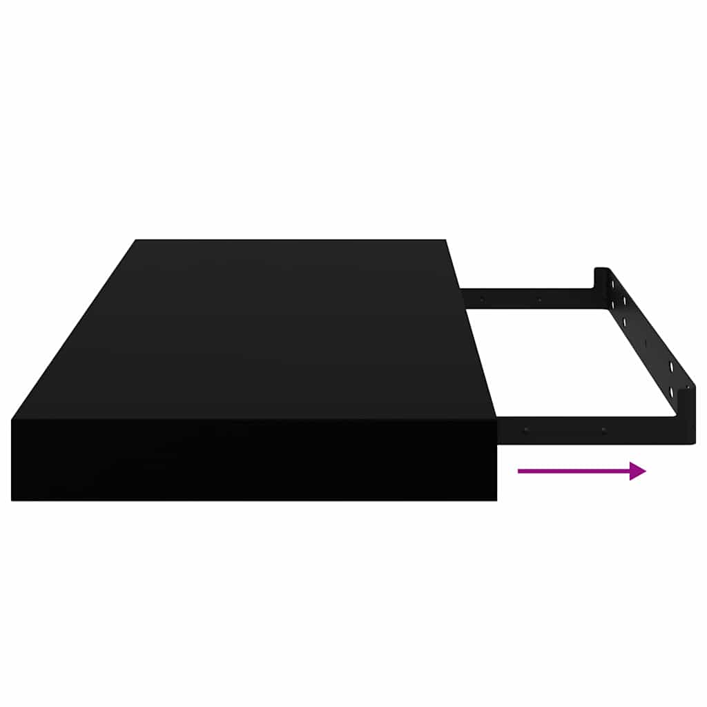 Floating Wall Shelves 2 pcs Black 50x23.5x3.8 cm MDF
