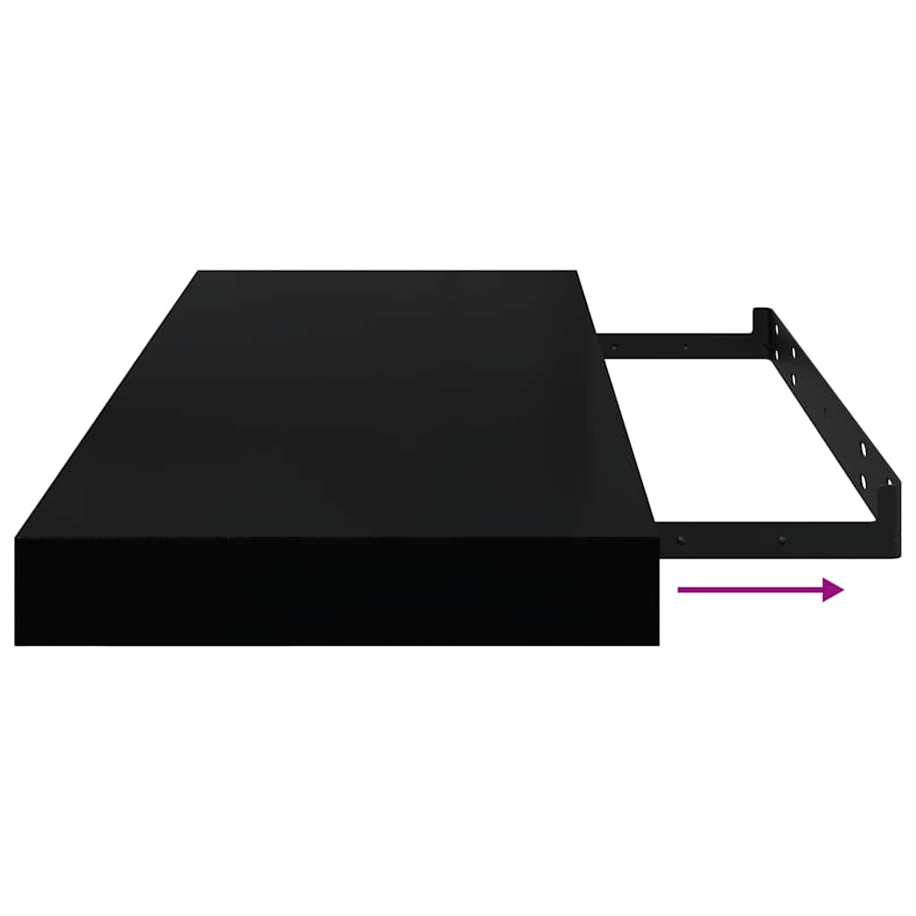 323833 vidaXL Floating Wall Shelves 2 pcs Black 60x23,5x3,8 cm MDF