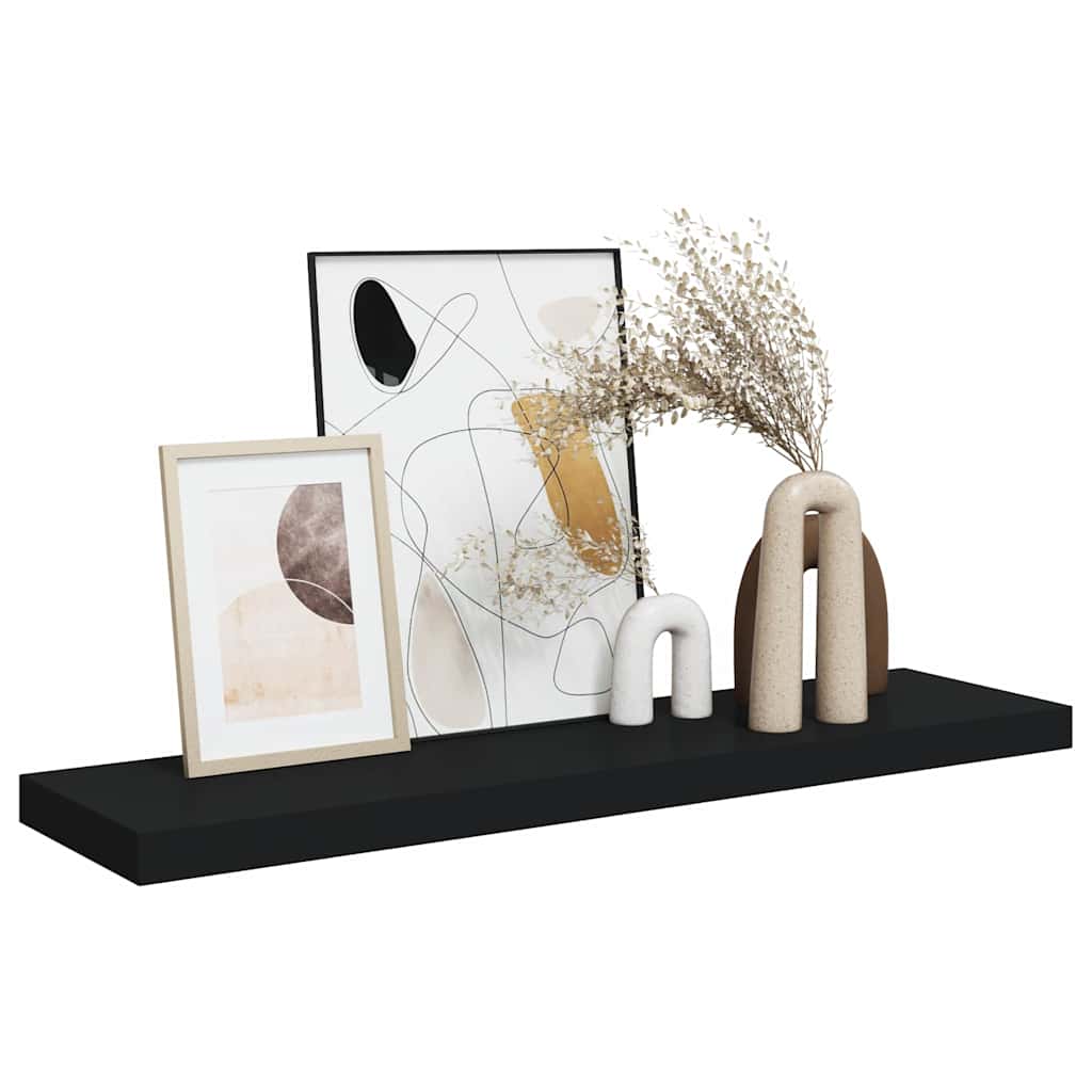 323838 vidaXL Floating Wall Shelf Black 90x23,5x3,8 cm MDF