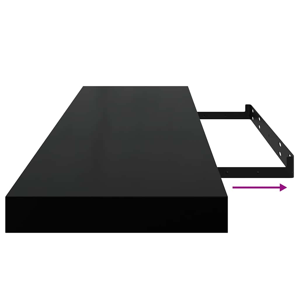 323839 vidaXL Floating Wall Shelves 2 pcs Black 90x23,5x3,8 cm MDF