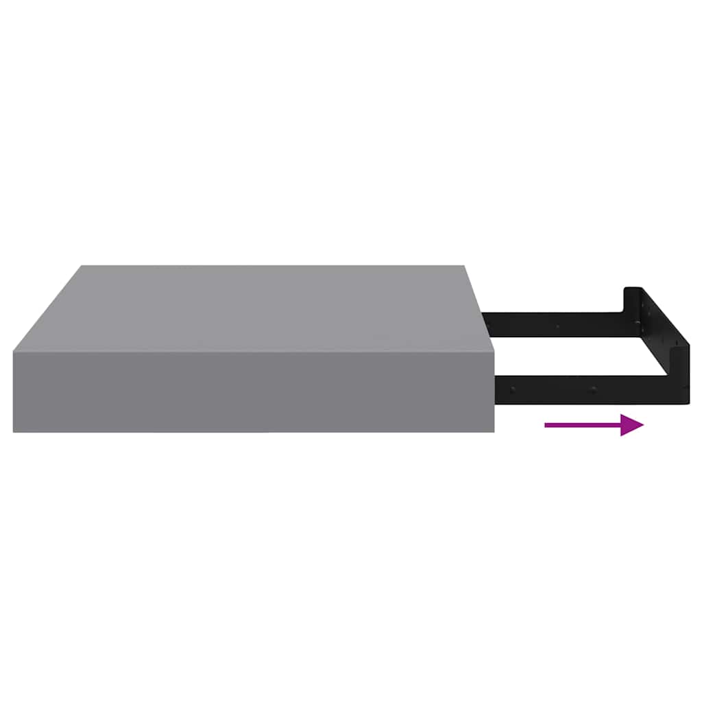 Wall Shelf | Set of 2 | Grey | MDF | 23x23.5x3.8 cm | Wall Shelf | Square
