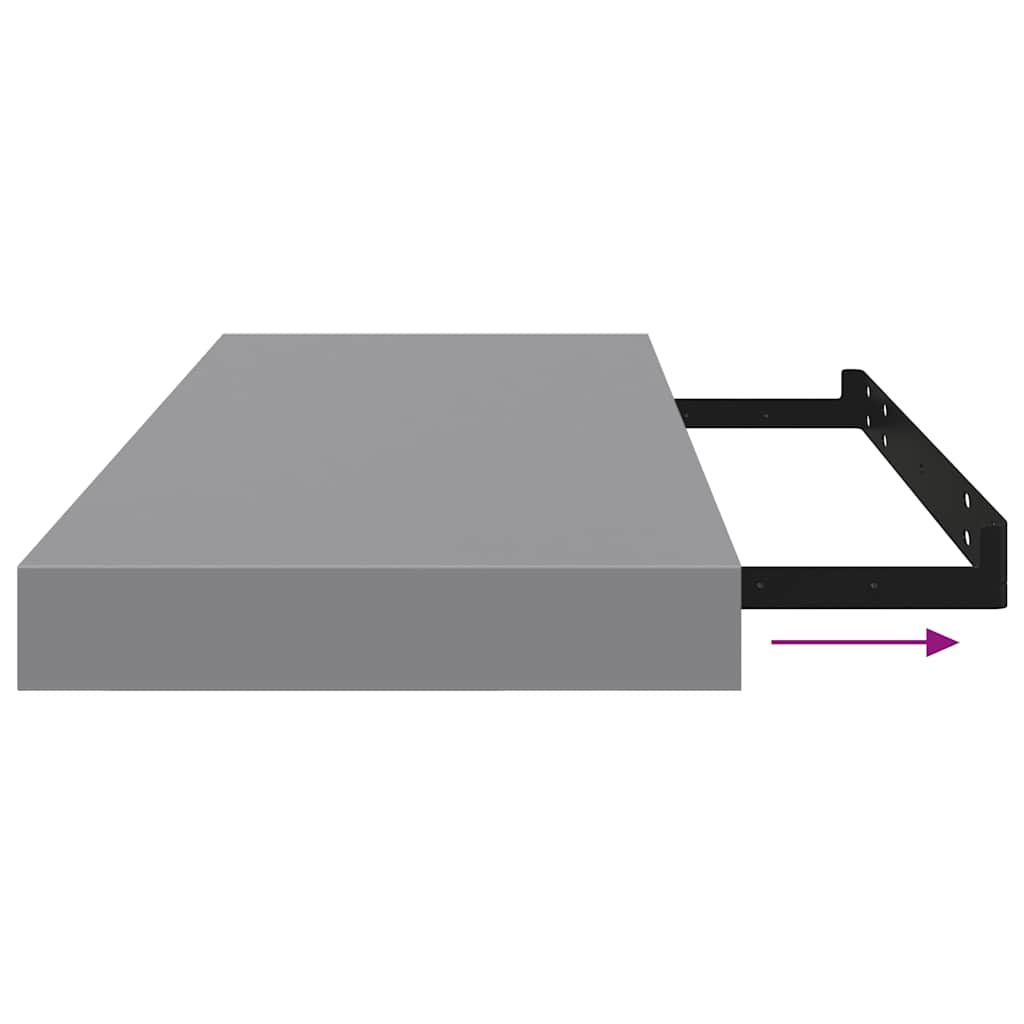 Floating Wall Shelves 2 pcs Grey 60x23.5x3.8 cm MDF