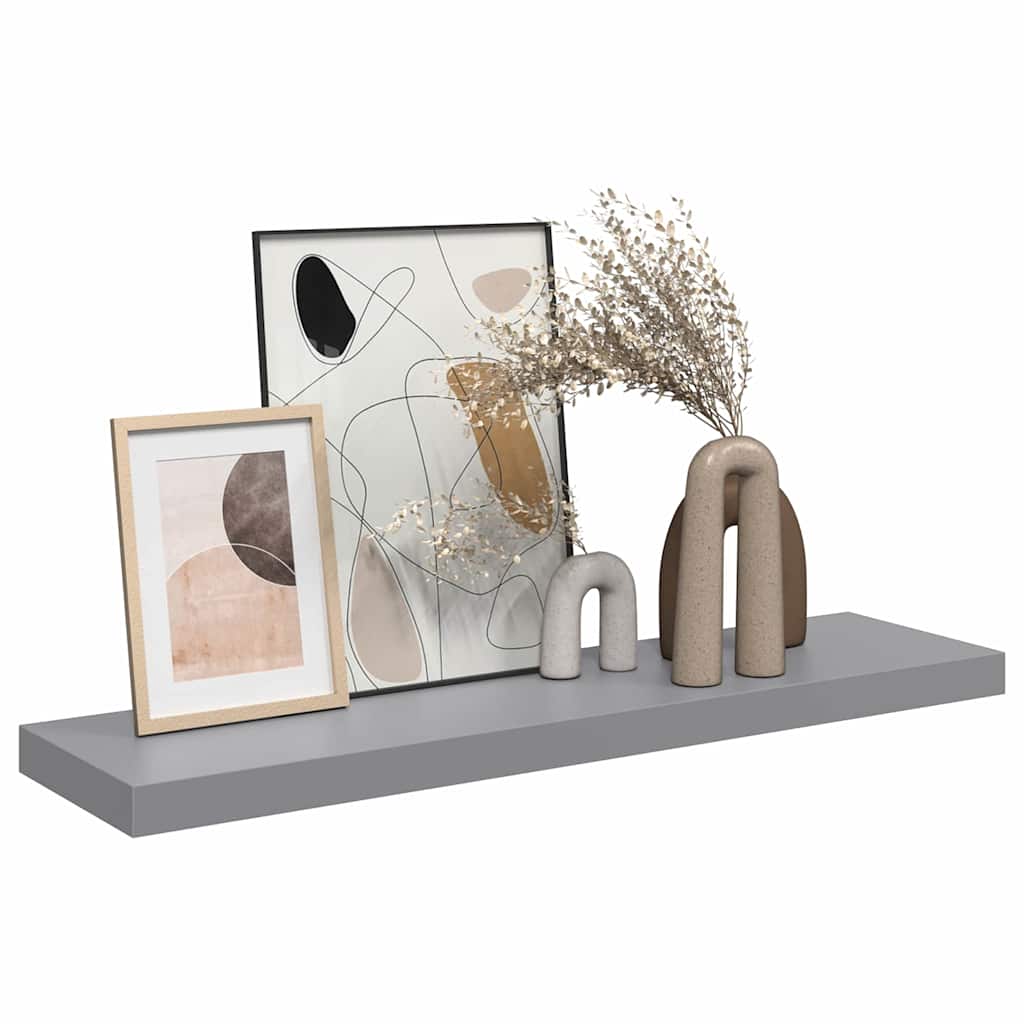 323859 vidaXL Floating Wall Shelf Grey 90x23,5x3,8 cm MDF