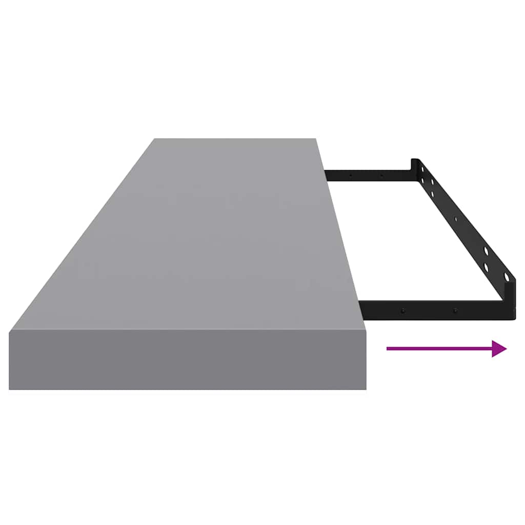 323863 vidaXL Floating Wall Shelves 2 pcs Grey 120x23,5x3,8 cm MDF
