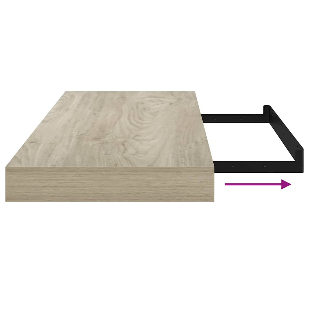 323875 vidaXL Floating Wall Shelves 2 pcs Oak 60x23,5x3,8 cm MDF