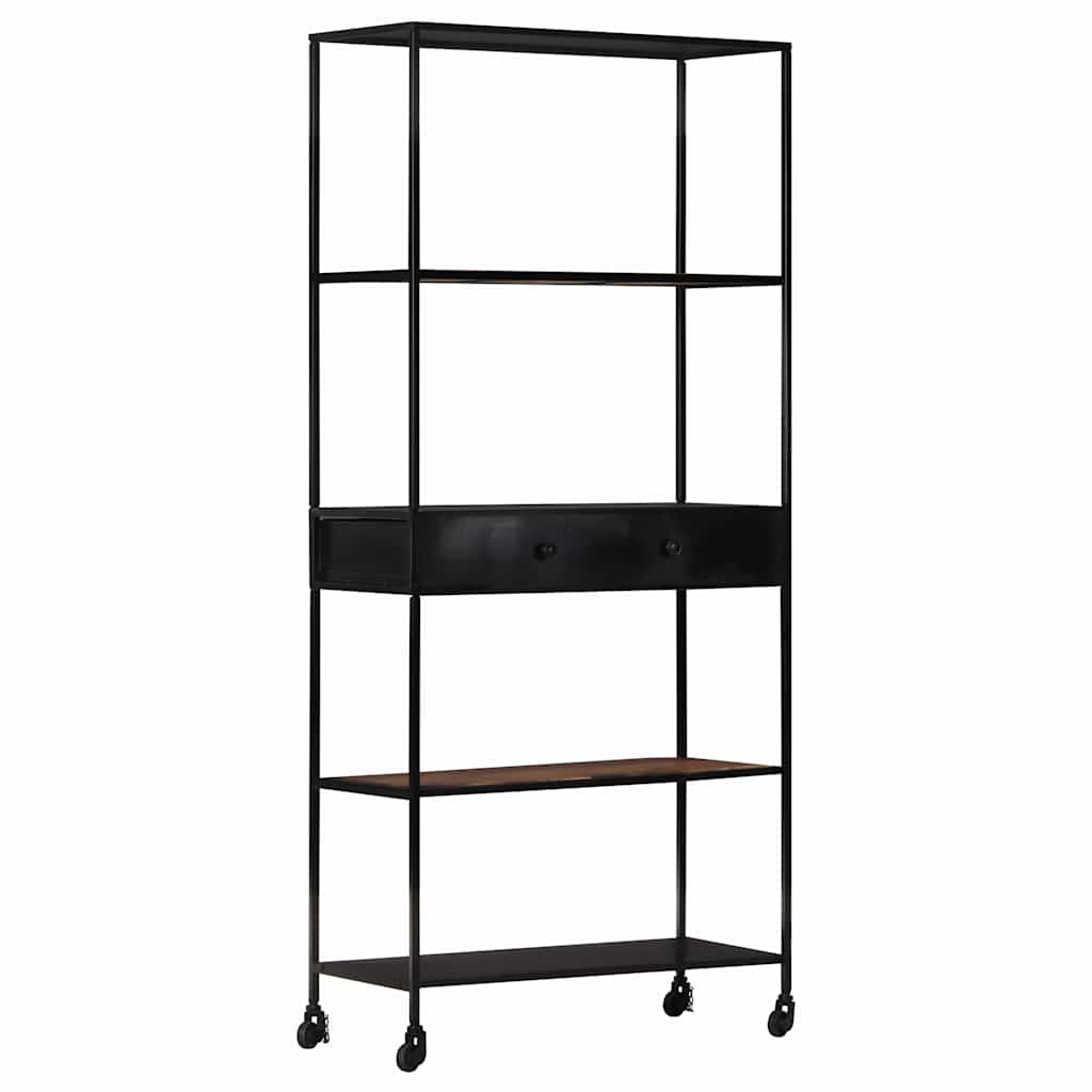 Book Cabinet 80x35x180 cm Rough Mango Wood & Iron
