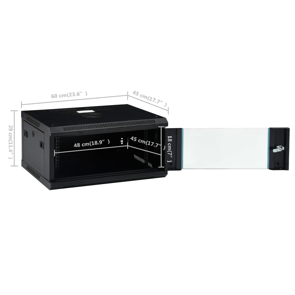 30164 vidaXL 4U Wall Mounted Network Cabinet 19" IP20 600x450x285 mm
