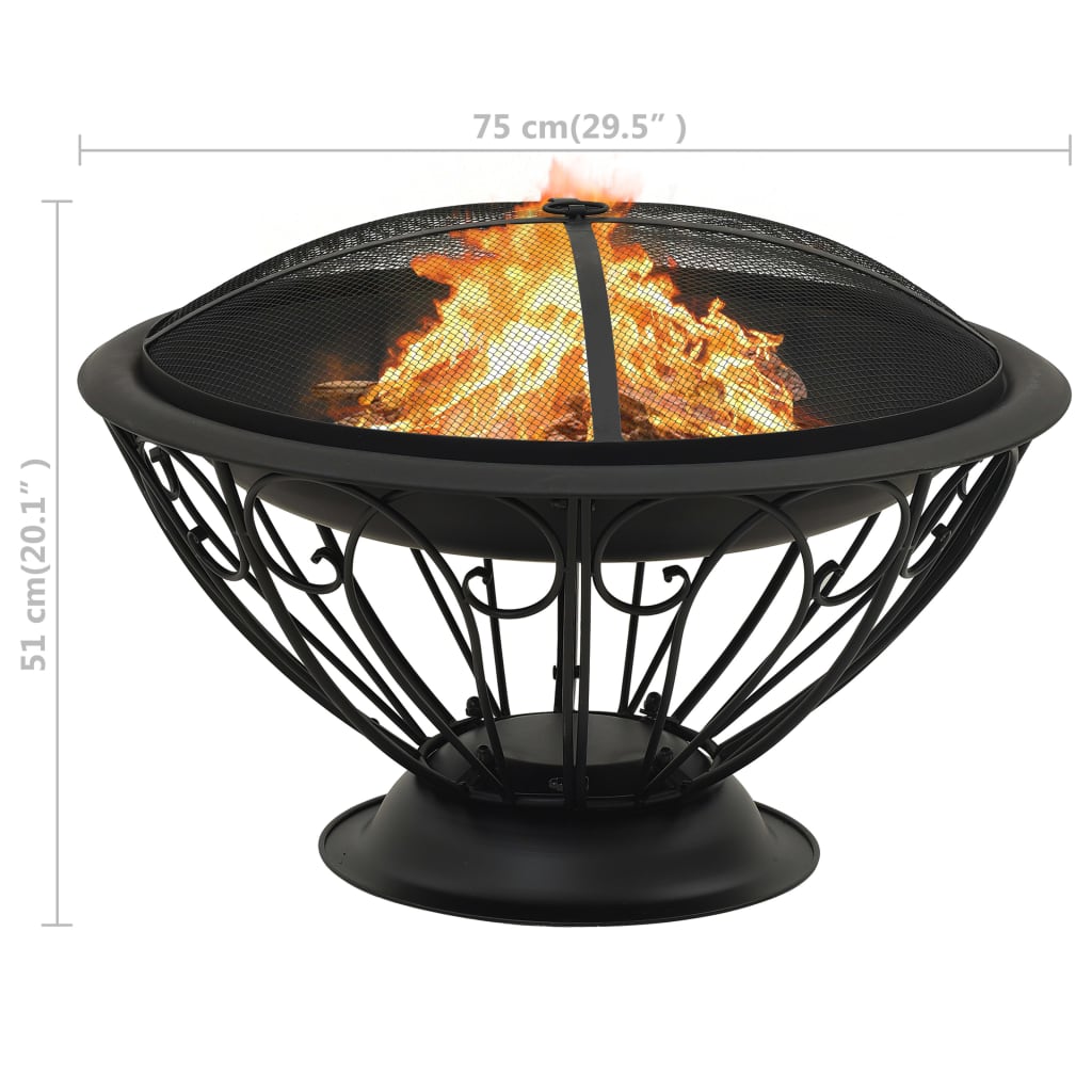 311895 vidaXL Fire Pit with Poker 75 cm XXL Steel