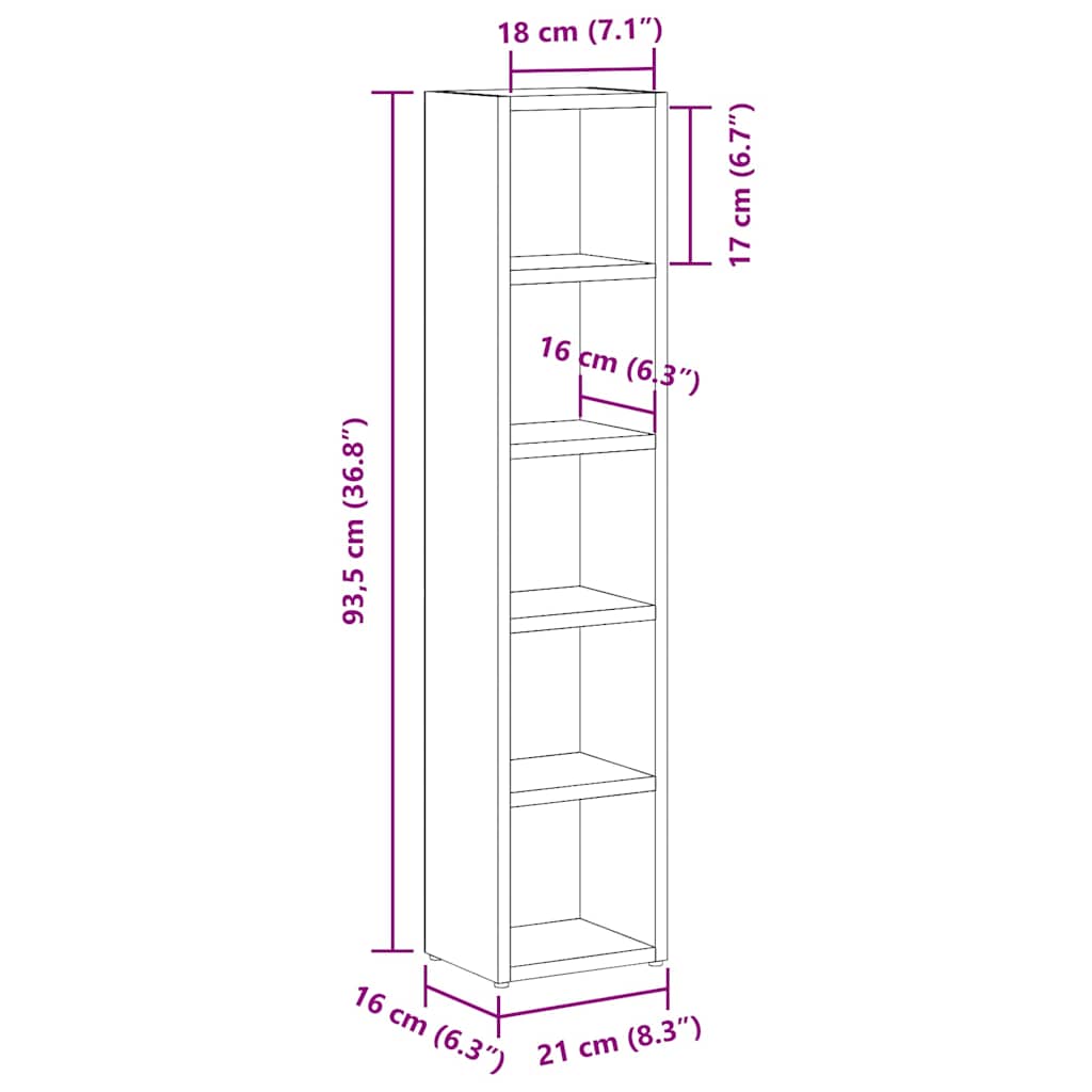 CD Cabinets 2 pcs Sonoma Oak 21x16x93,5 cm Engineered Wood