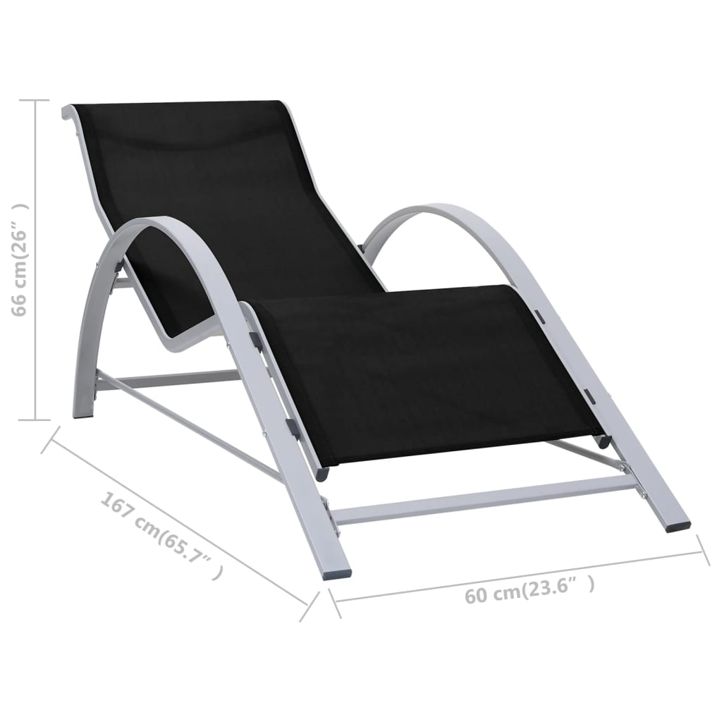 310533 vidaXL Sunlounger Textilene and Aluminium Black