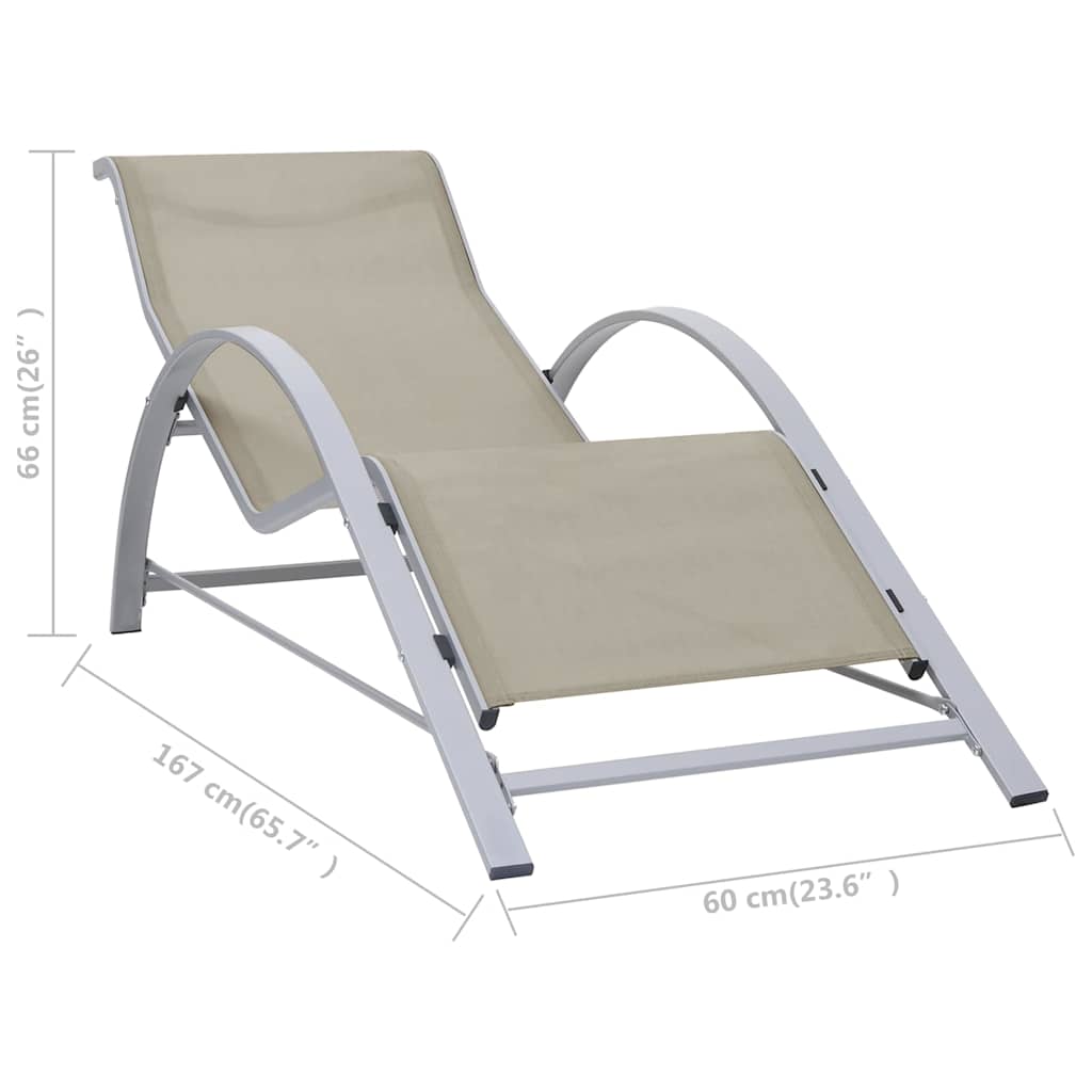 310535 vidaXL Sunlounger Textilene and Aluminium Cream