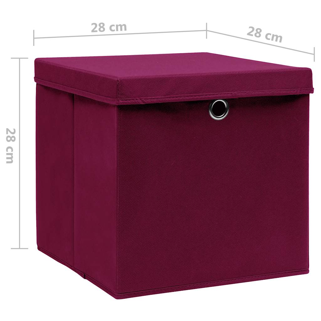Storage Boxes with Covers 10 pcs 28x28x28 cm Dark Red