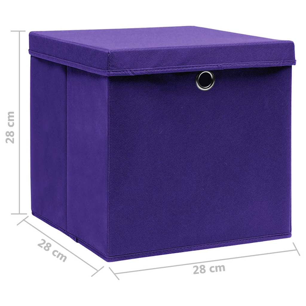 Storage Boxes with Covers 10 pcs 28x28x28 cm Purple