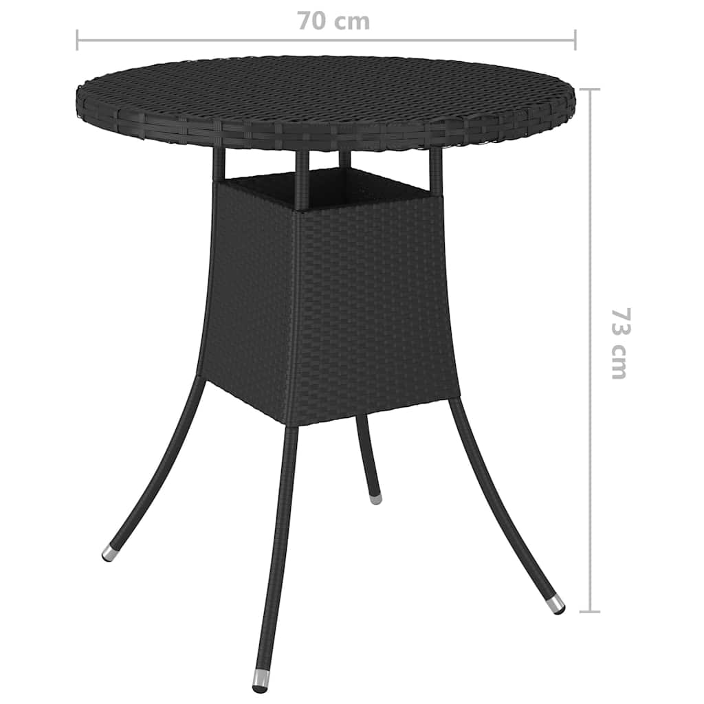 310465 vidaXL Garden Table Black 70x70x73 cm Poly Rattan