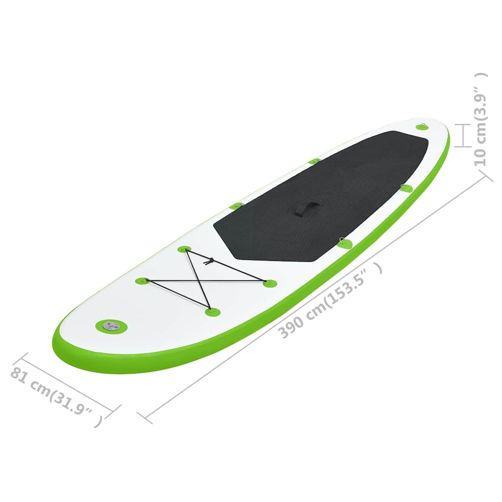 92734 vidaXL Inflatable Stand Up Paddle Board Set Green and White