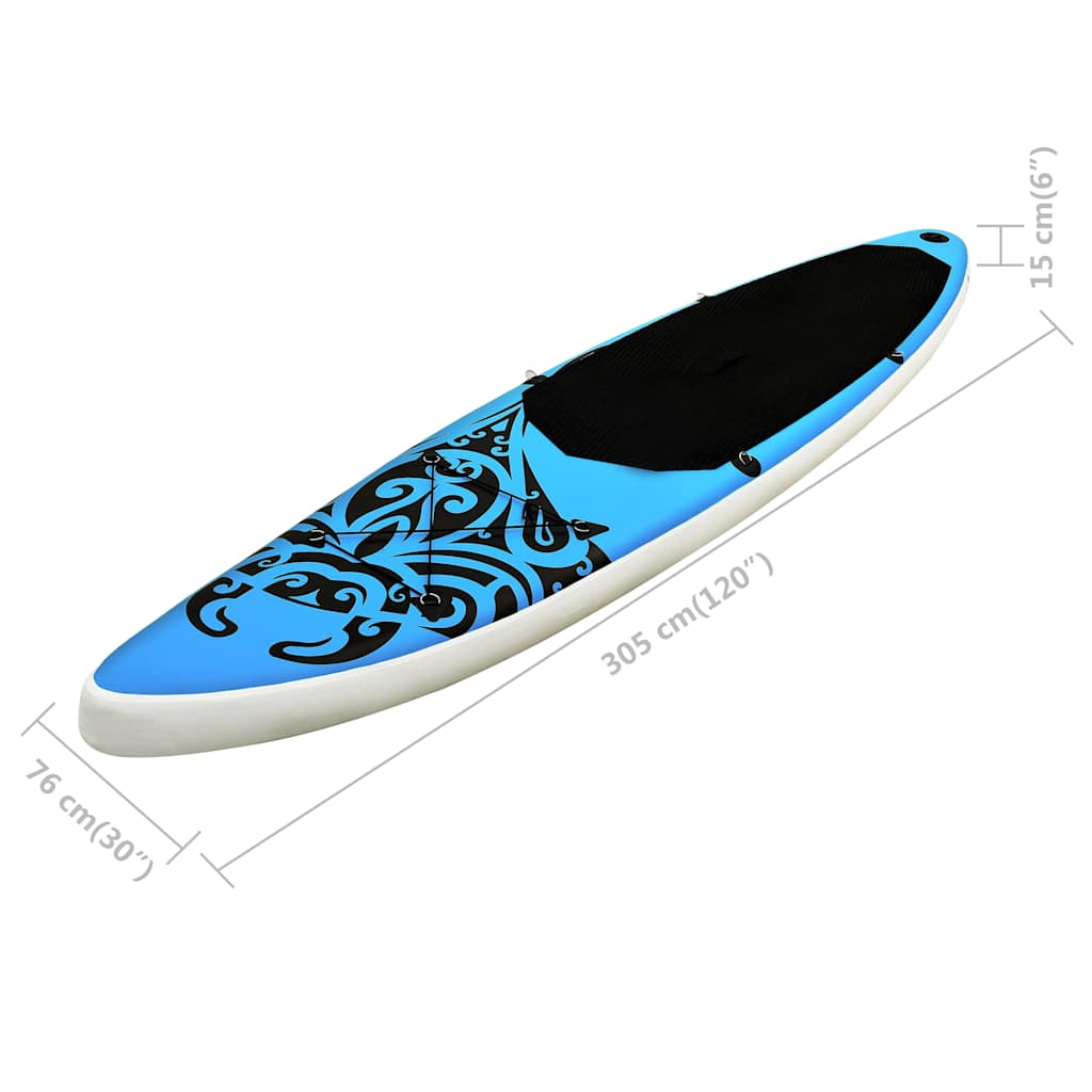 92737 vidaXL Inflatable Stand Up Paddleboard Set 305x76x15 cm Blue