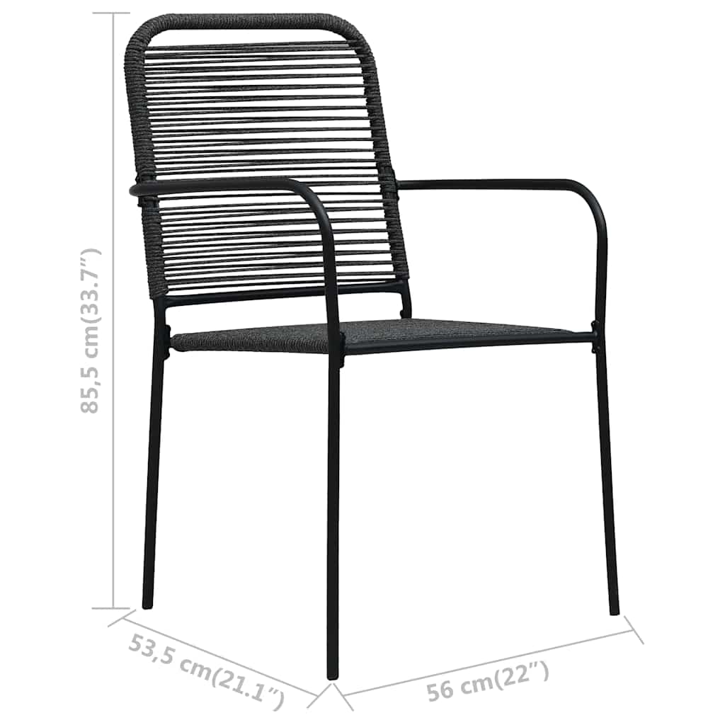 Garden Chairs 4 pcs Cotton Rope and Steel Black