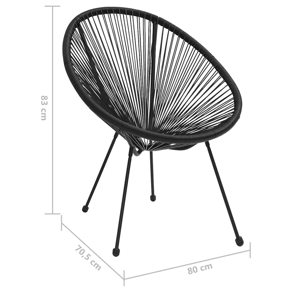 312164 vidaXL Garden Moon Chairs 2 pcs Rattan Black