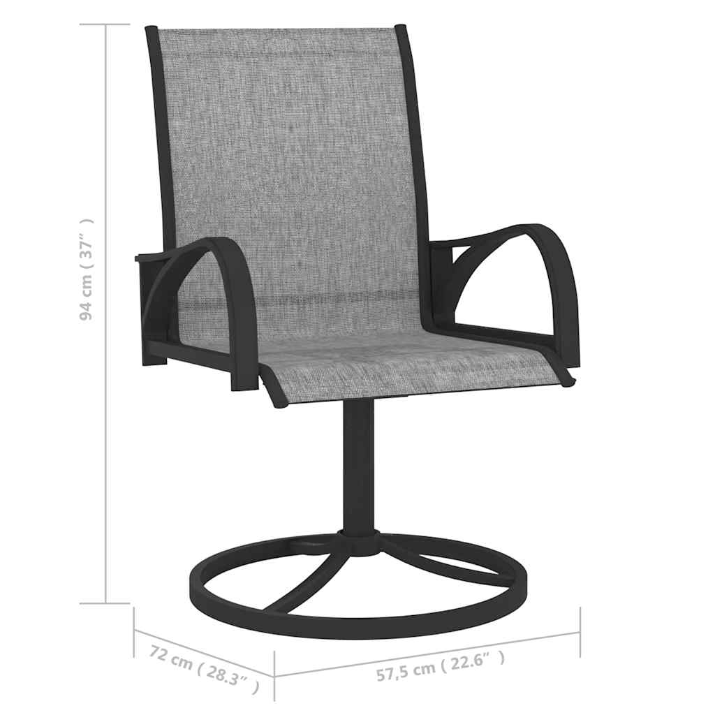 312167 vidaXL Garden Swivel Chairs 2 pcs Textilene and Steel Grey