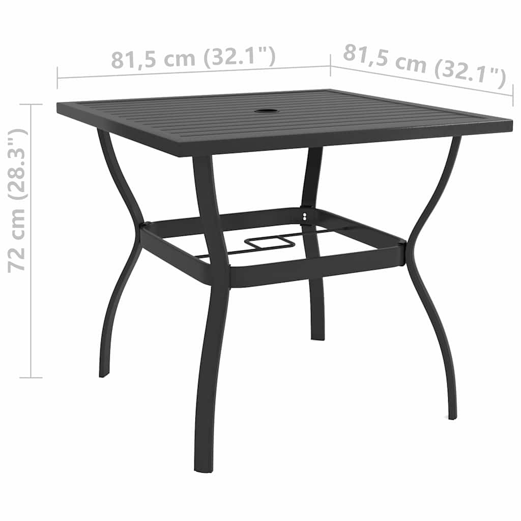 Garden Table | Anthracite | Powder-coated steel | 81.5x81.5x72 cm