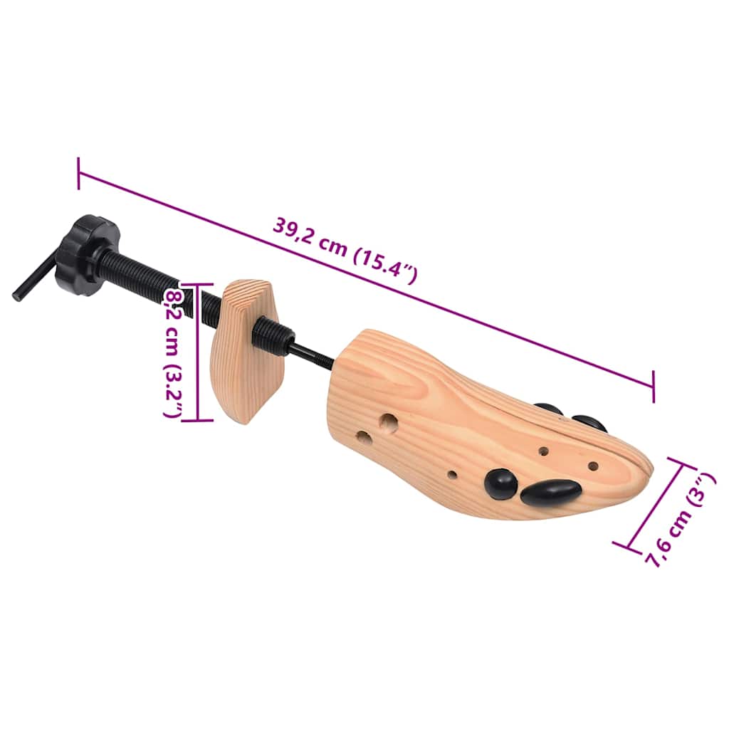 30172 vidaXL Shoe Trees 2 Pairs Size 36-40 Solid Pine Wood