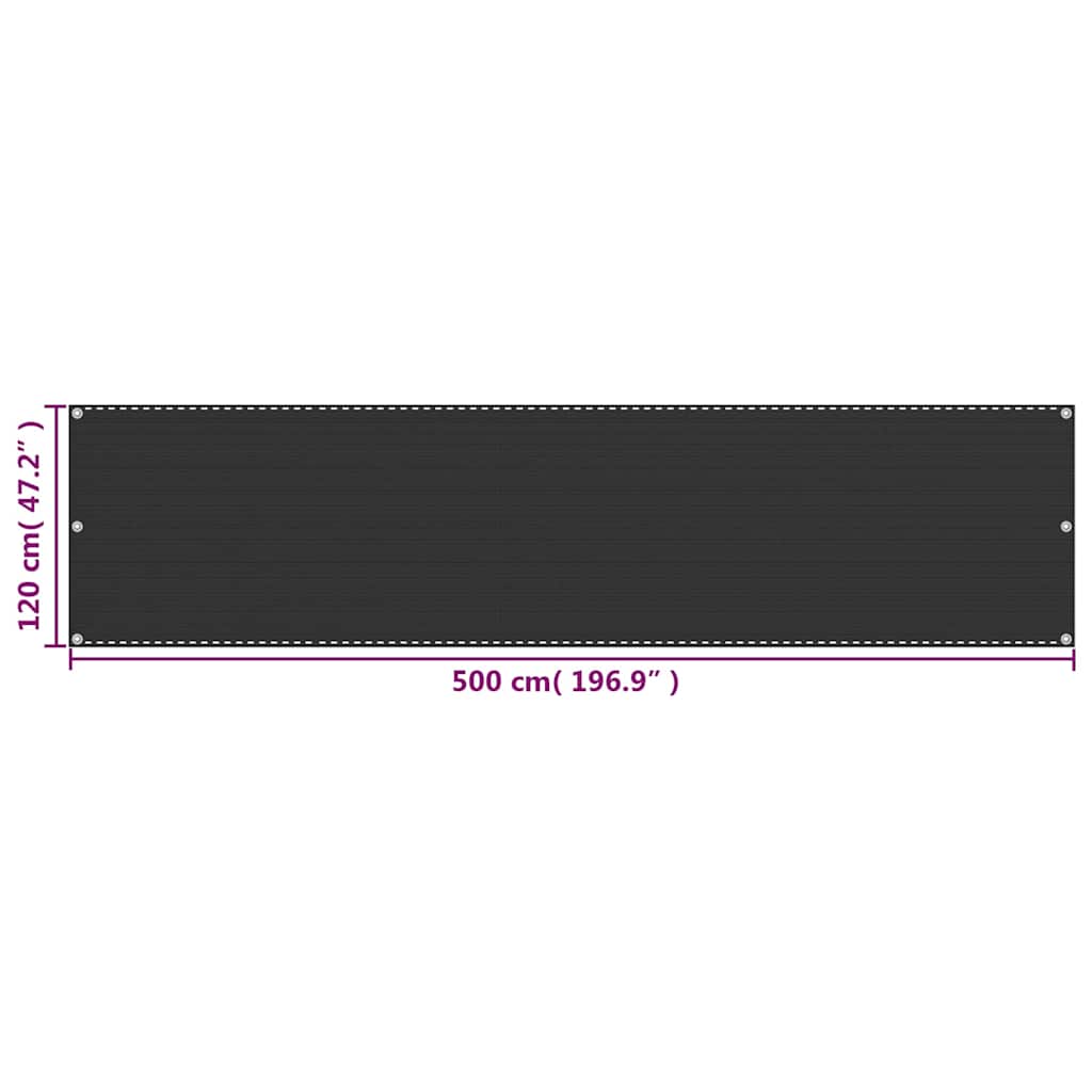 Balcony Screen HDPE 120x500 cm Anthracite