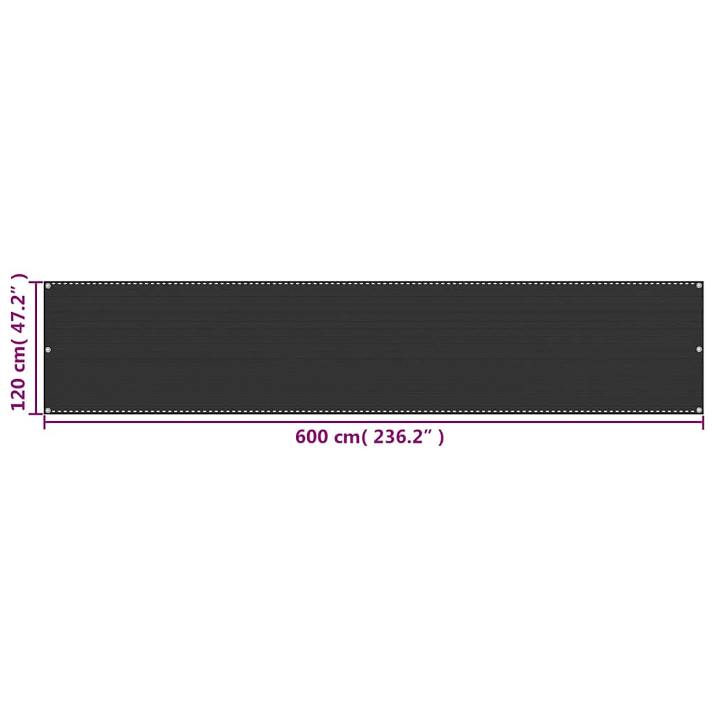 310847 vidaXL Balcony Screen Anthracite 120x600 cm HDPE