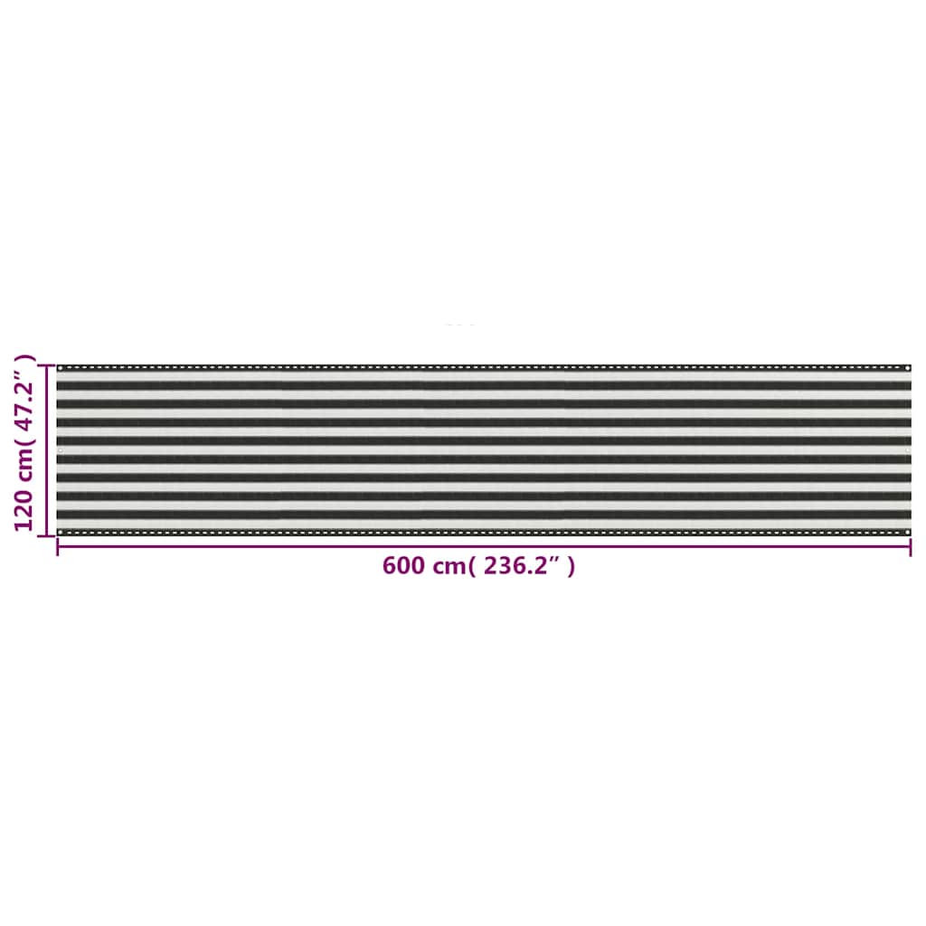 310859 vidaXL Balcony Screen HDPE 120x600 cm Anthracite and White