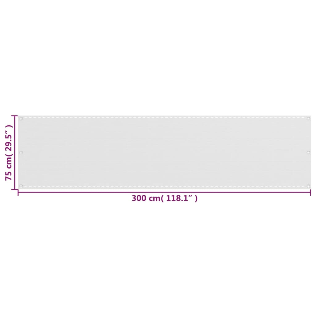 310860 vidaXL Balcony Screen White 75x300 cm HDPE
