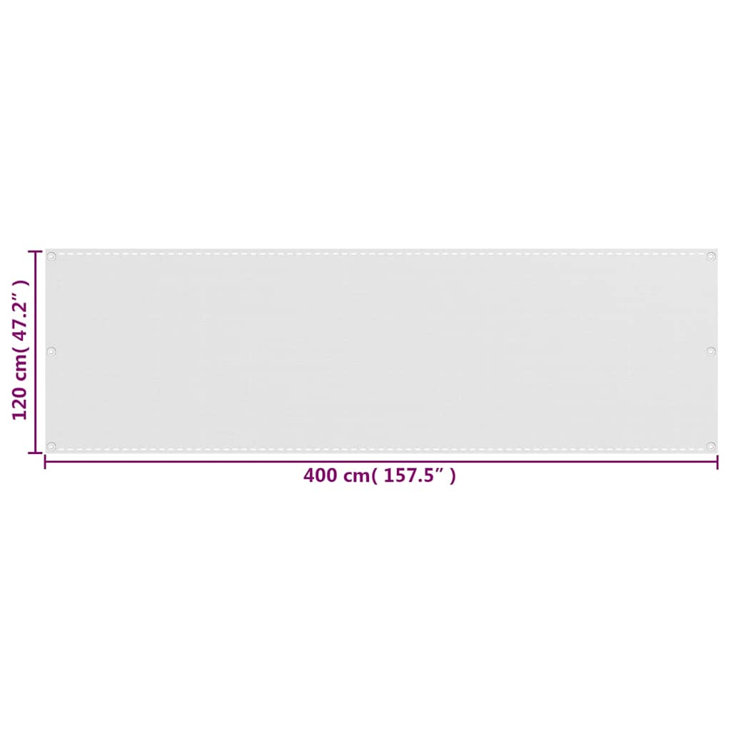 Balcony Screen White 120x400 cm HDPE