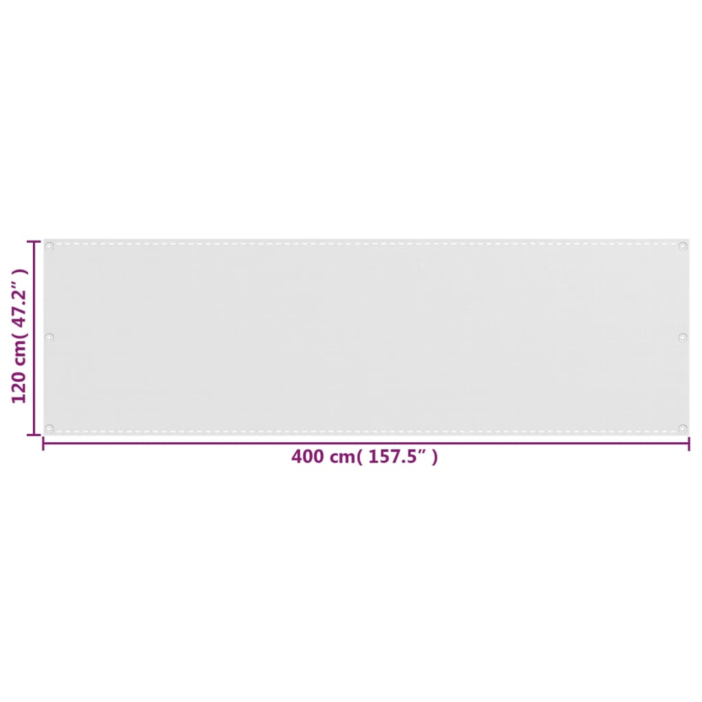 310869 vidaXL Balcony Screen White 120x400 cm HDPE