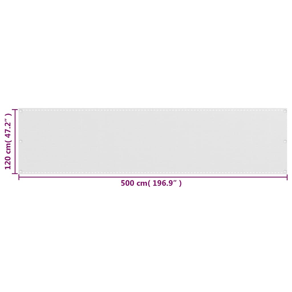 310870 vidaXL Balcony Screen White 120x500 cm HDPE