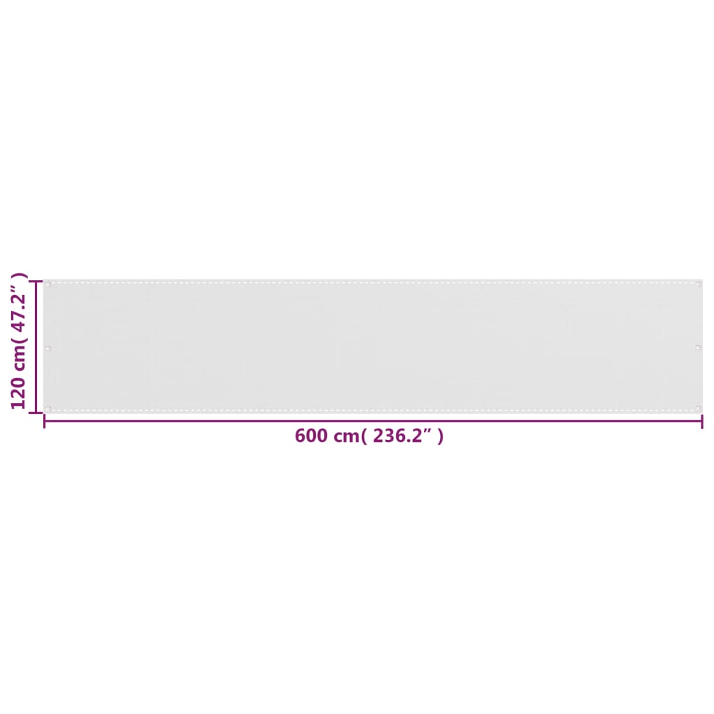 310871 vidaXL Balcony Screen White 120x600 cm HDPE