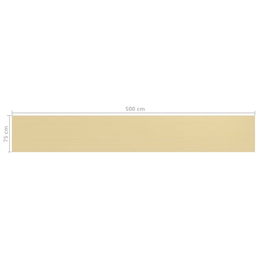310910 vidaXL Balcony Screen Beige 75x500 cm HDPE
