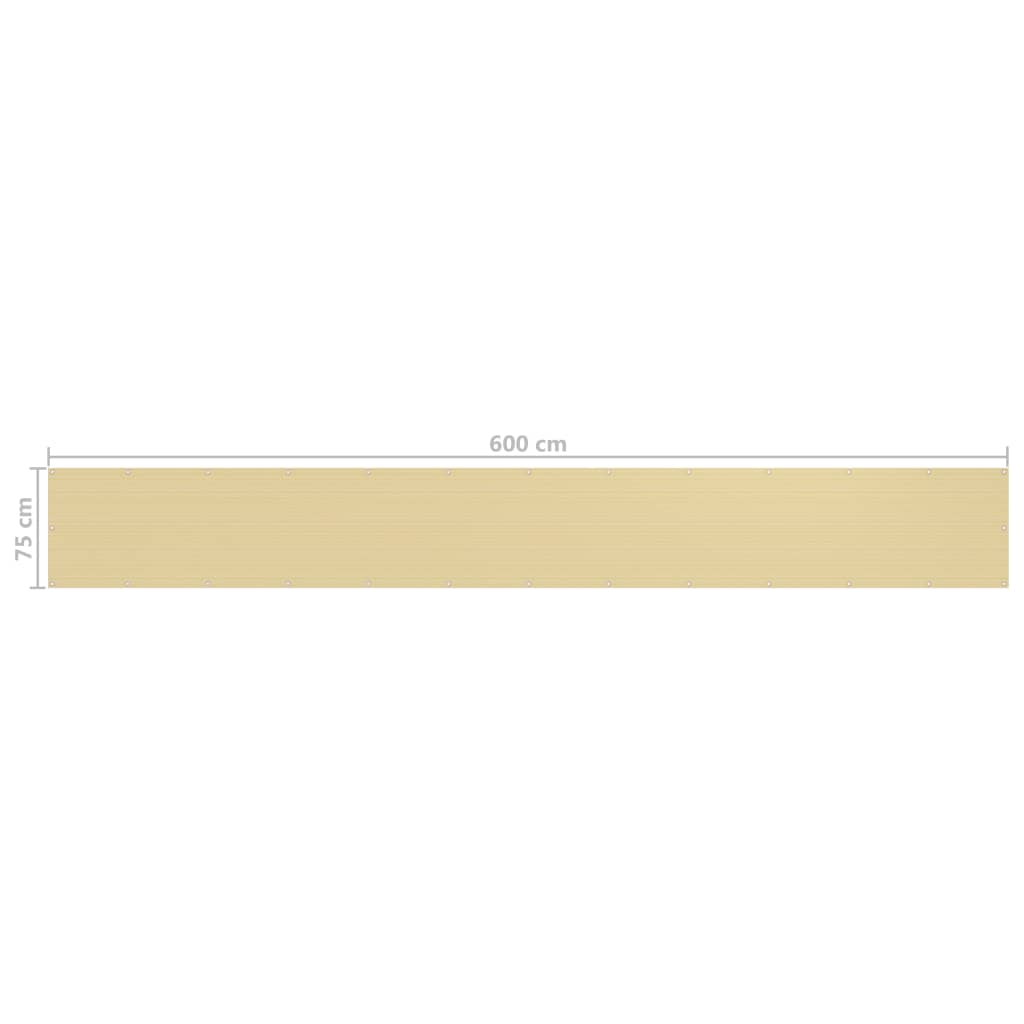 310911 vidaXL Balcony Screen Beige 75x600 cm HDPE