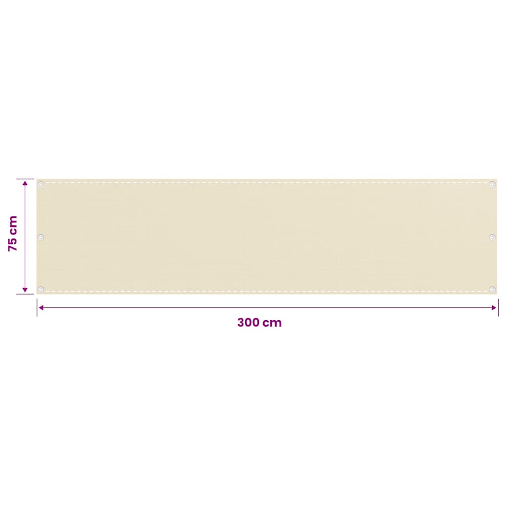Balcony Screen Cream 75x300 cm HDPE