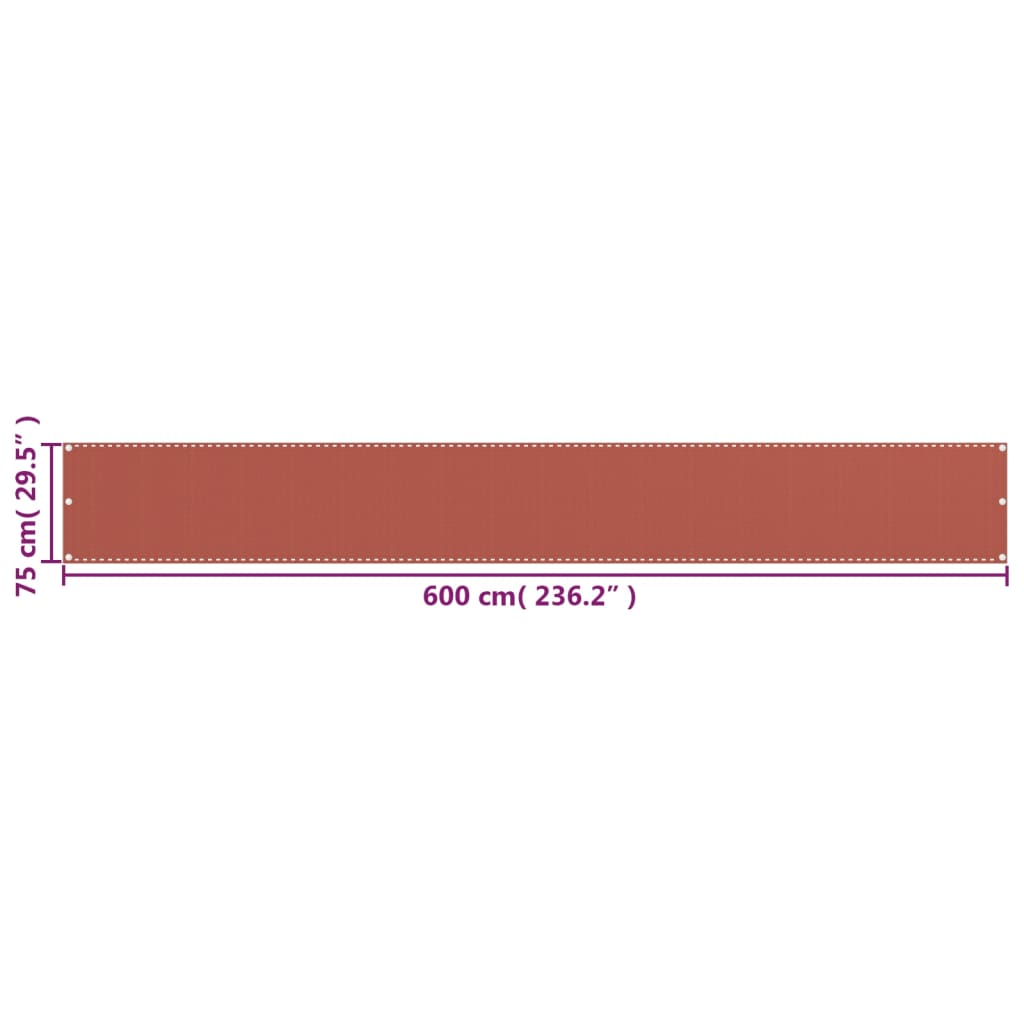 310947 vidaXL Balcony Screen Terracotta 75x600 cm HDPE