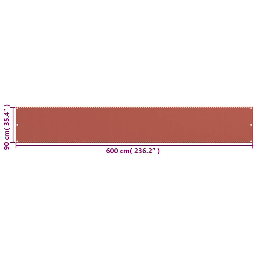 310951 vidaXL Balcony Screen Terracotta 90x600 cm HDPE