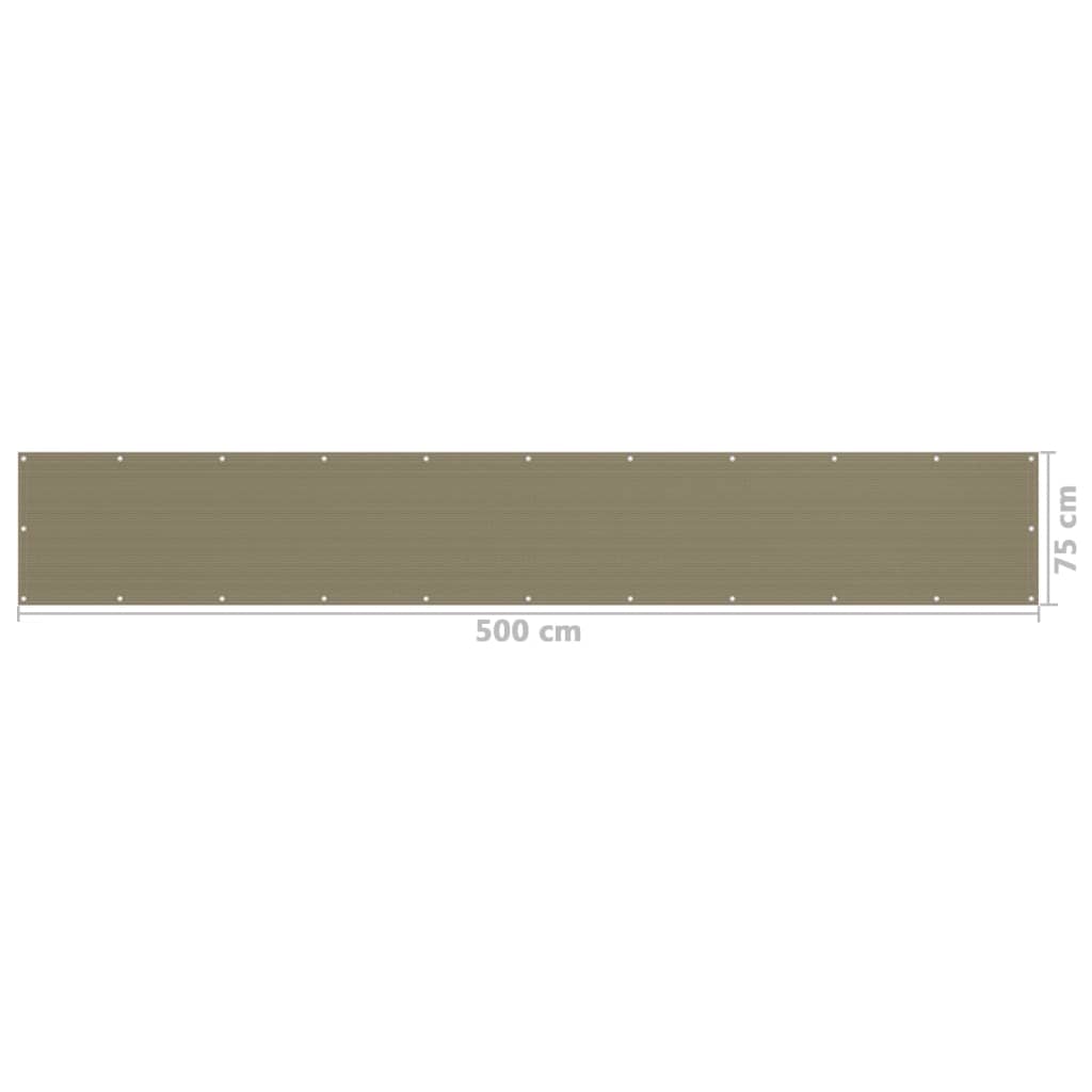 310958 vidaXL Balcony Screen Taupe 75x500 cm HDPE