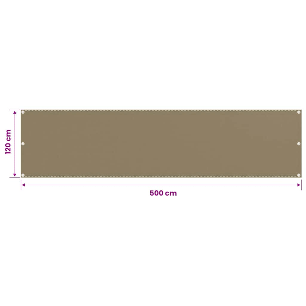 310966 vidaXL Balcony Screen Taupe 120x500 cm HDPE