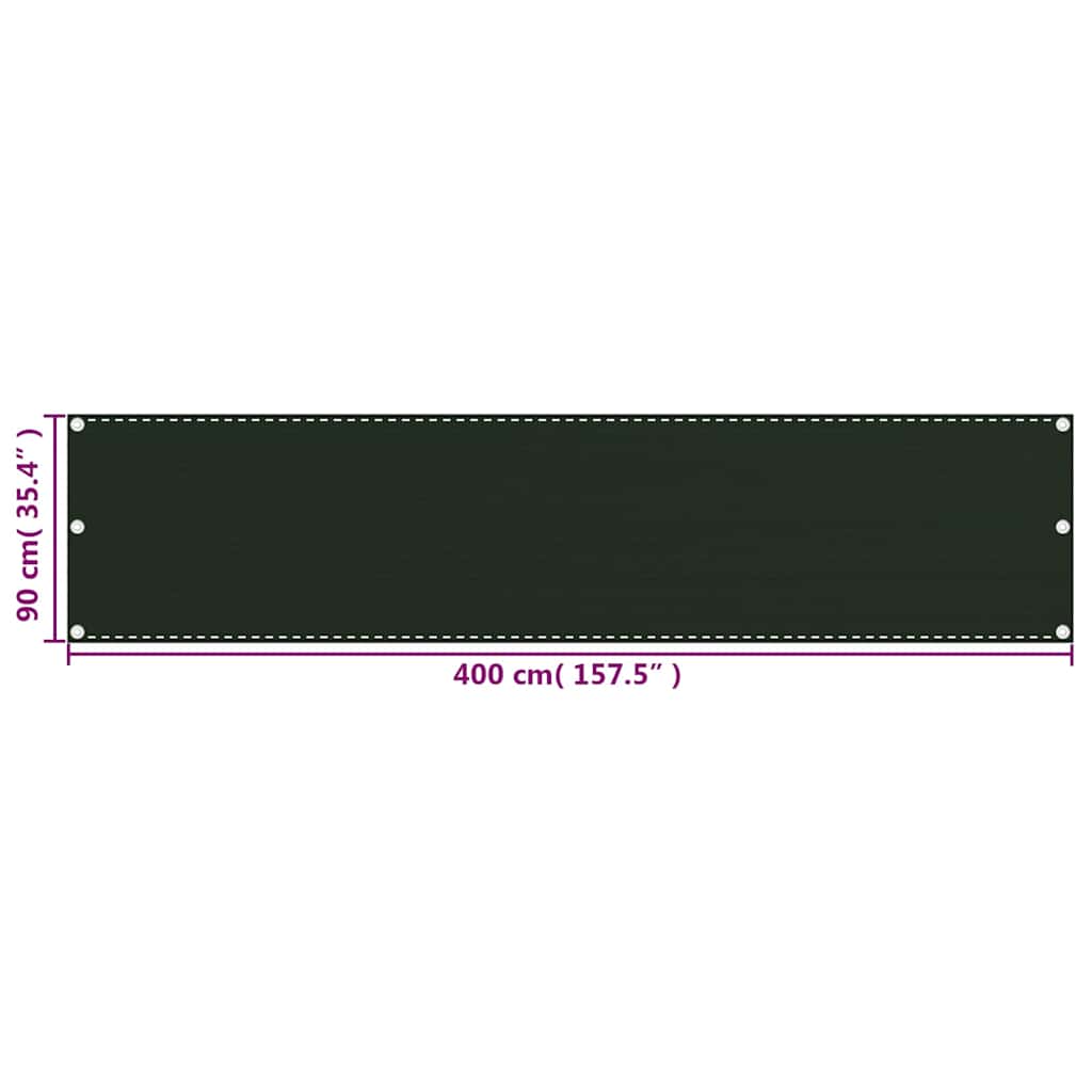 310973 vidaXL Balcony Screen Dark Green 90x400 cm HDPE