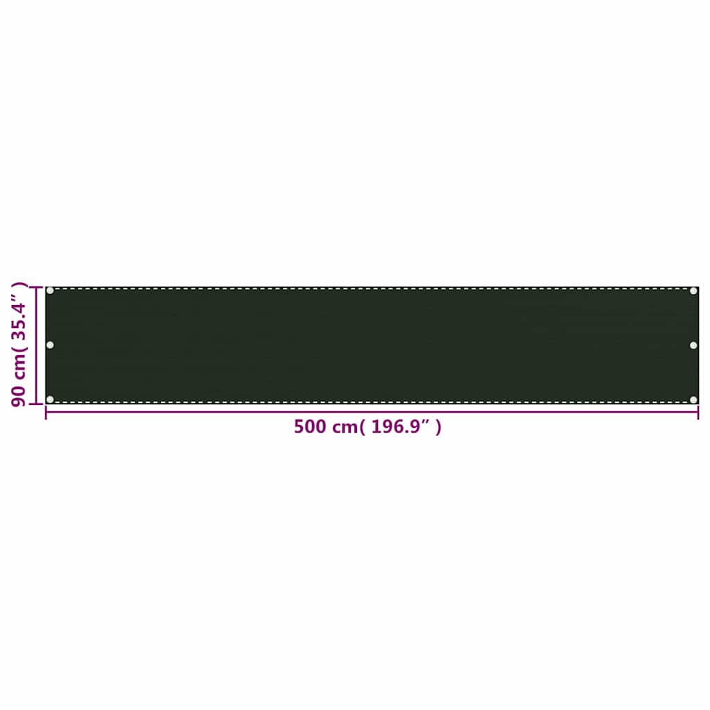 Balcony Screen Dark Green 90x500 cm HDPE