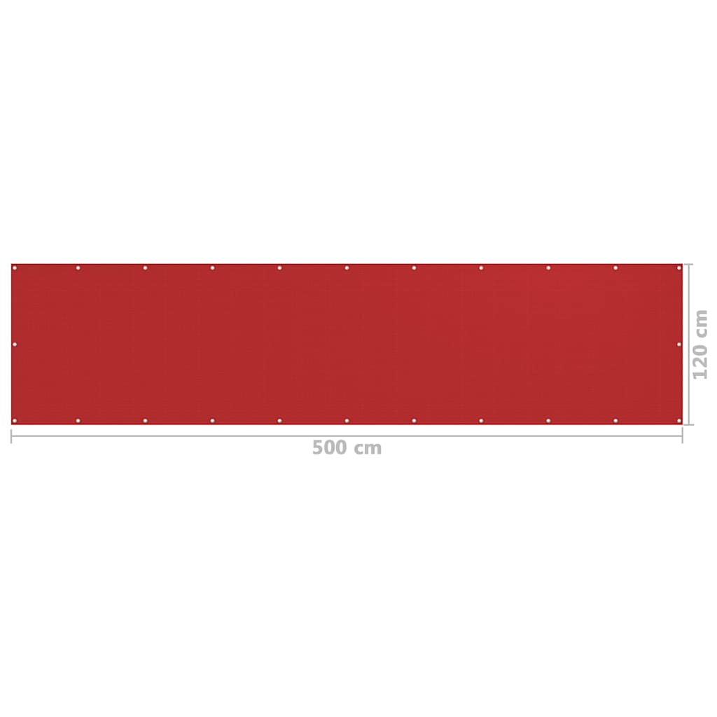 311014 vidaXL Balcony Screen Red 120x500 cm HDPE