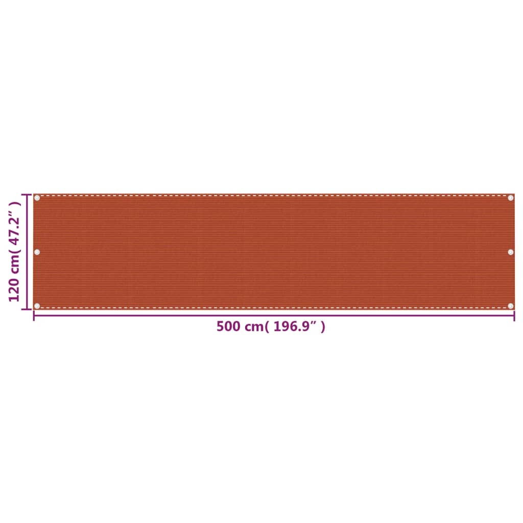 311026 vidaXL Balcony Screen Orange 120x500 cm HDPE