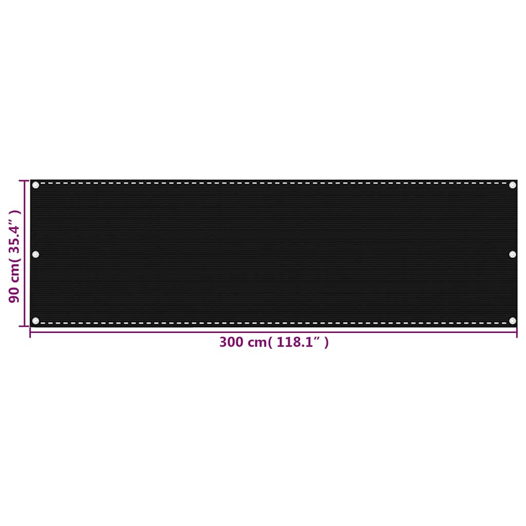 Balcony Screen Black 90x300 cm HDPE