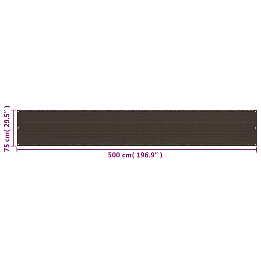 311042 vidaXL Balcony Screen Brown 75x500 cm HDPE