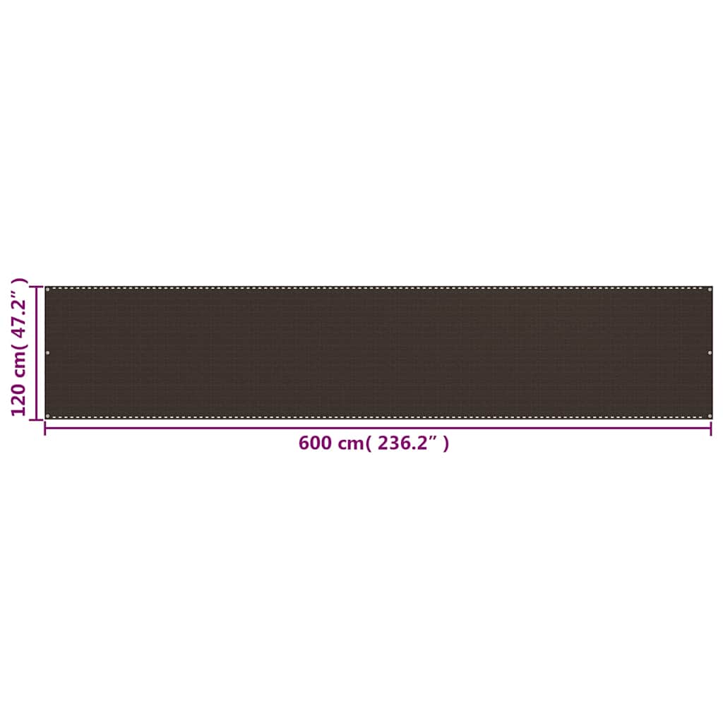 311051 vidaXL Balcony Screen Brown 120x600 cm HDPE