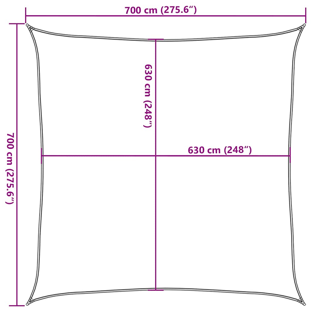 311060 vidaXL Sunshade Sail 160 g/m² Anthracite 7x7 m HDPE