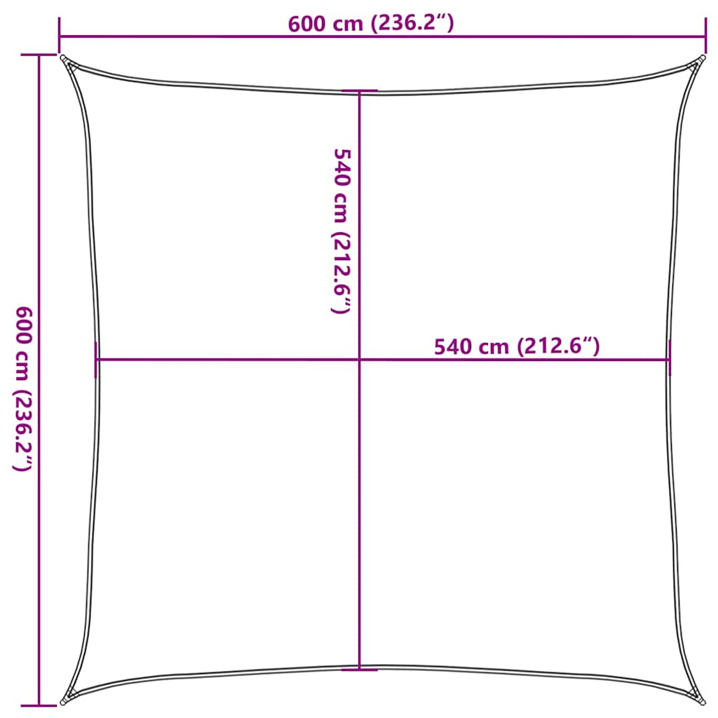 311114 vidaXL Sunshade Sail 160 g/m² Beige 6x6 m HDPE